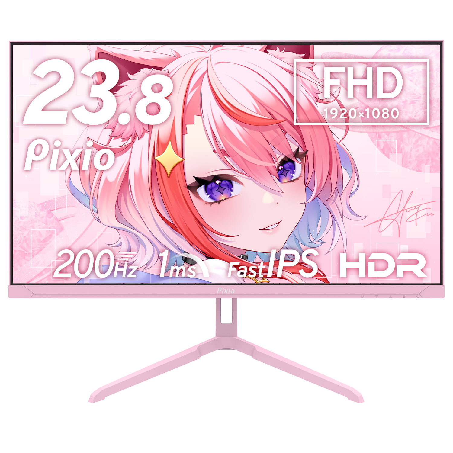 Pixio PX248WAVE ゲーミングモニター 23.8型 ピンク 美品 PX248WAVEK / パステルピンク | 23.8インチ 200Hz FHD FastIPS