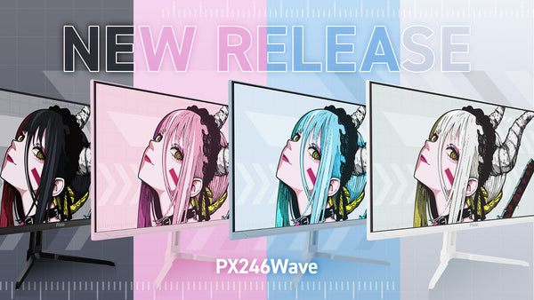 画面が視界に収まりやすい24インチのゲーミングモニター「PX246 WAVE」シリーズを展開。 120Hzの高リフレッシュレートで移り変わりが激しいゲームにもオススメ！