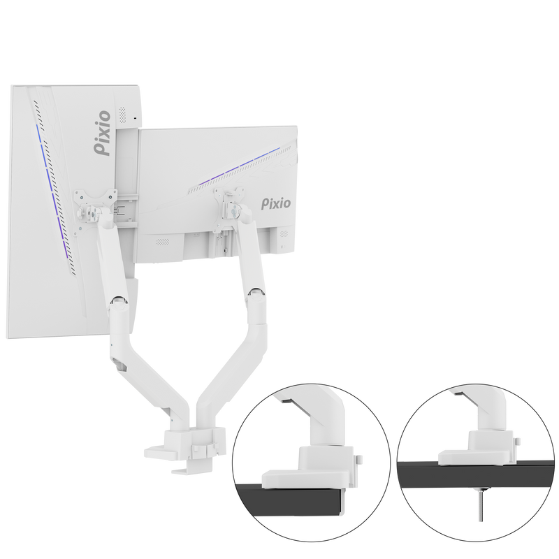 【美品】Pixio PS2D White デュアルモニターアーム PS2SDW デュアルモニターアーム / ホワイト | Pixio