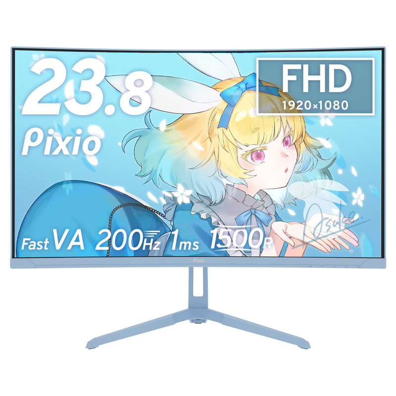 PXC248WAVEK / パステルブルー | 23.8インチ 200Hz FHD FastVA 湾曲 PXC248WAVEK / パステルブルー | 23.8インチ 200Hz FHD FastVA 湾曲