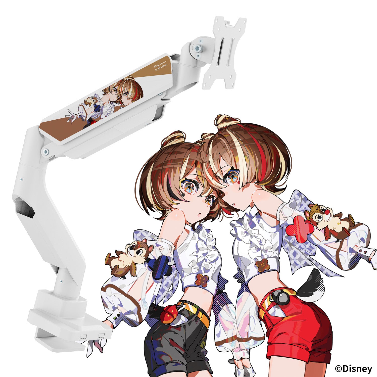 PS2S White モニターアーム シングル ディズニーキャラクター