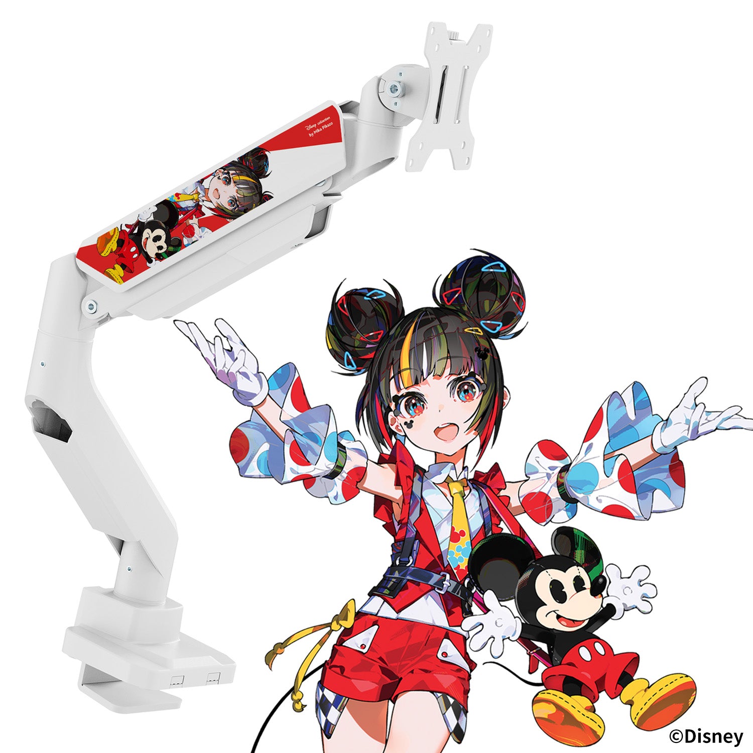 PS2S White モニターアーム シングル ディズニーキャラクター