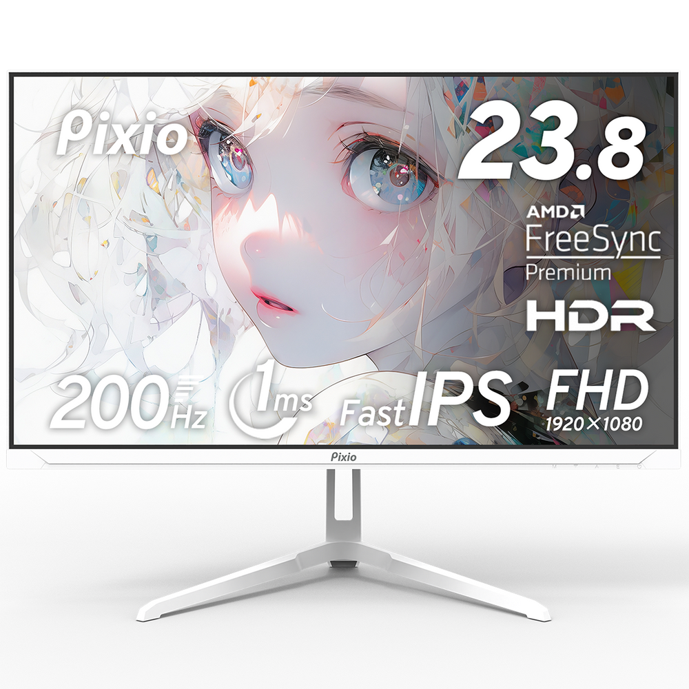 PX248 Wave White | 23.8インチ 200Hz FHD FastIPS | Pixio（ピクシオ 