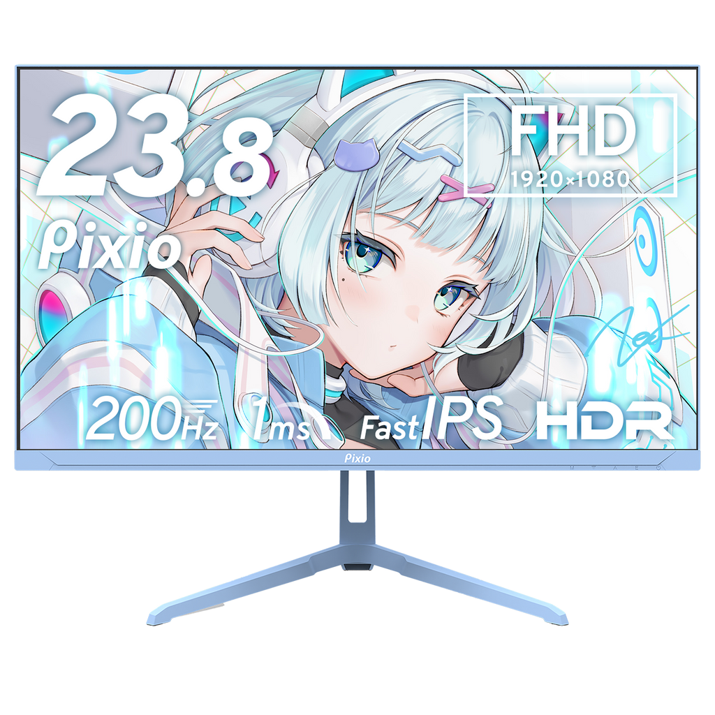Pixio ゲーミングモニター PX248 WAVEW 2023年製 PX248WAVEB / パステルブルー | 23.8インチ 200Hz FHD FastIPS