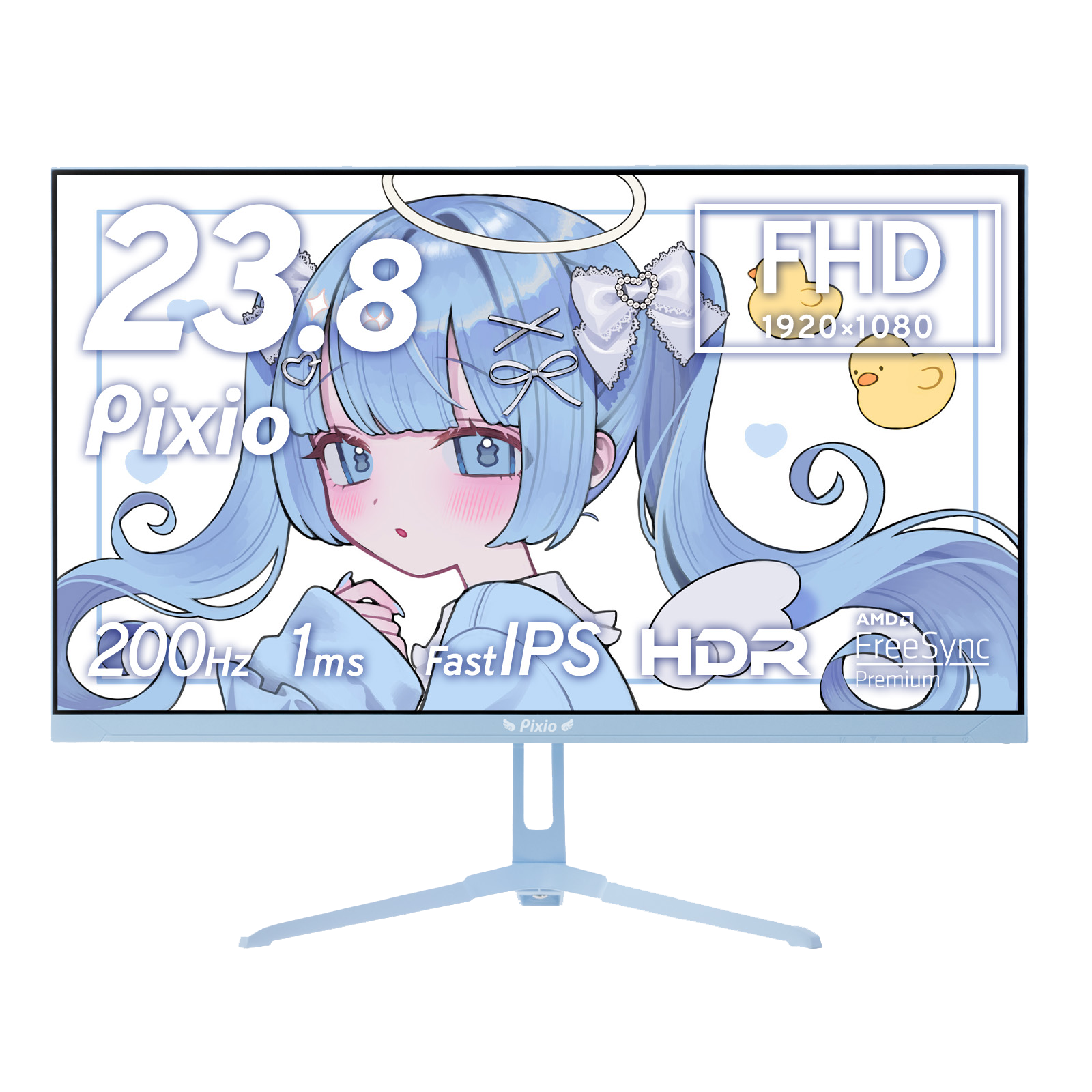 Pixio 23.8インチ FHD IPS モニター パステルブルー デスク周りも可愛くオシャレに。「Pixio」200Hz対応23.8型Fast