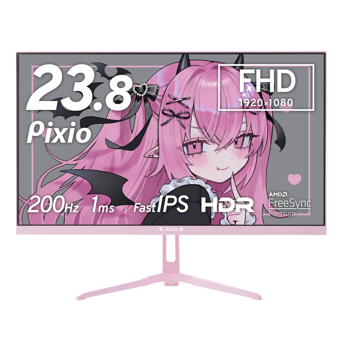 パステルピンクのゲーミングモニター | Pixio