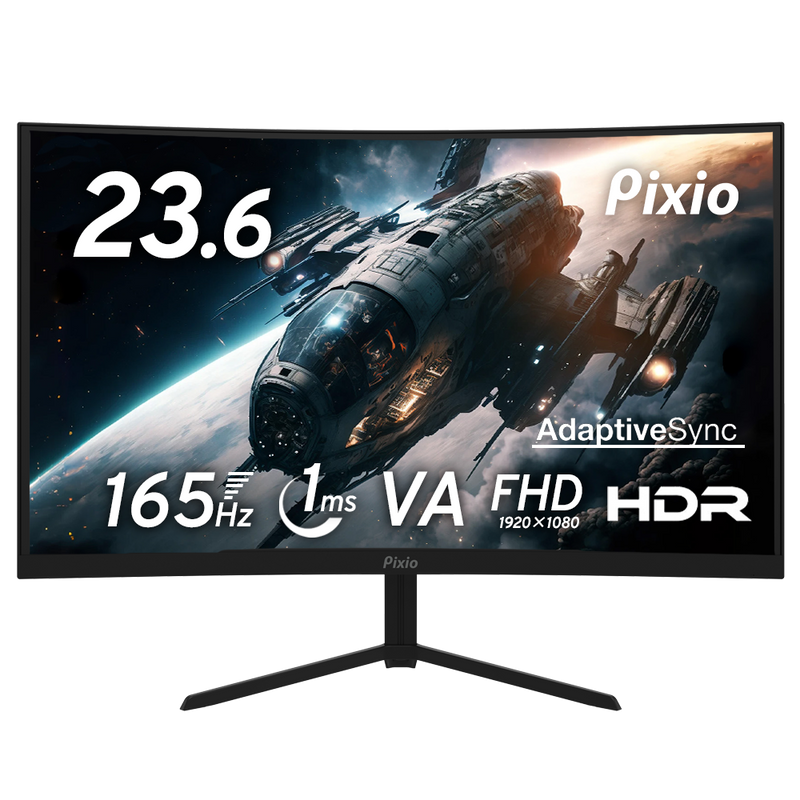 Pixio PXC243 ディスプレイ本体 PXC243S | 23.6インチ 165Hz FHD VA 湾曲ゲーミングモニター | Pixio