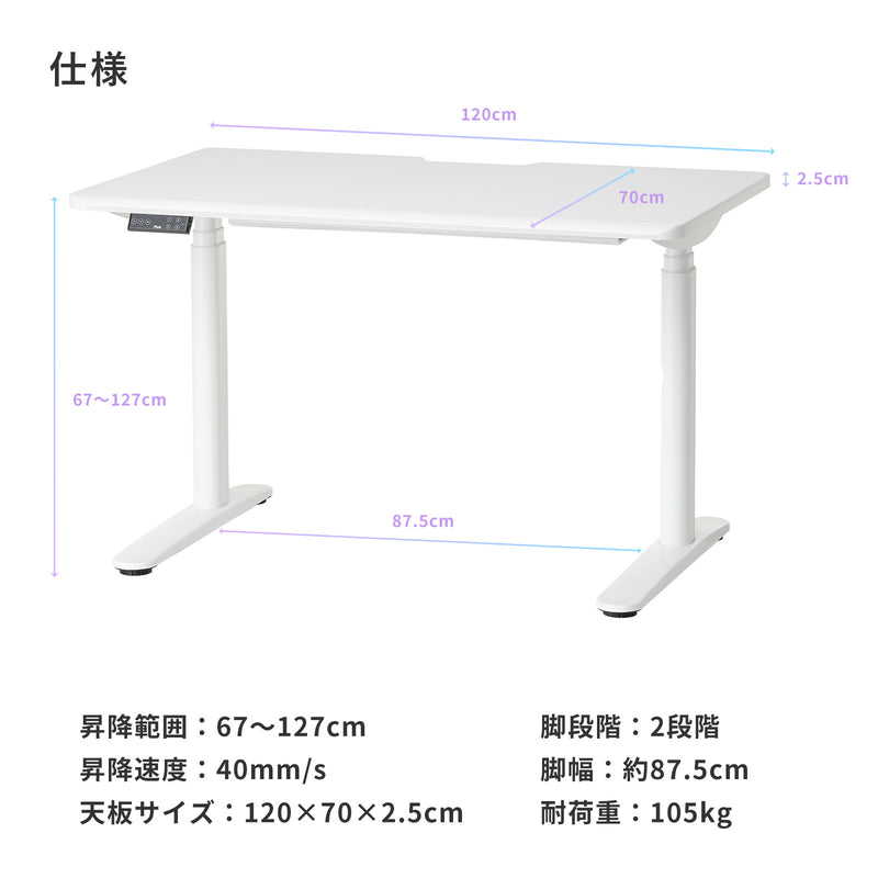 PXDS1200EWH 電動昇降ゲーミングデスク – Pixio