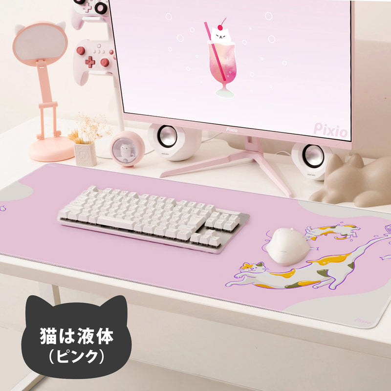新品未開封Pixio XXL マウスパッド 猫 デザイン マウスパッド XXL 猫は液体(ピンク) – Pixio